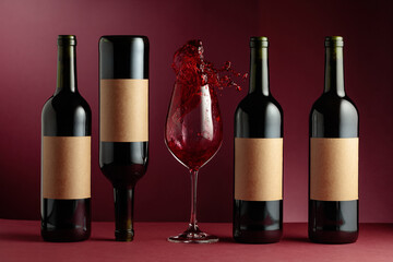 Red wine on a dark red background.