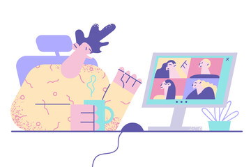 Fototapeta premium Videoconference, online meeting, remote work concept