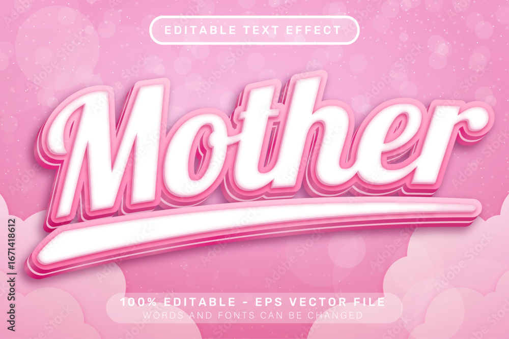 Poster mother day 3d text effect and editable text effect