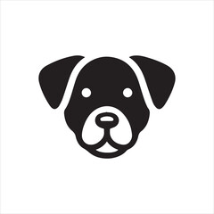 Simple Black and White Dog Head Icon.