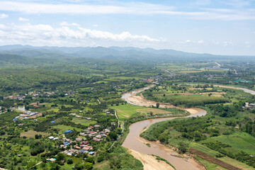 Fototapeta premium Helicopter flight chiang mai, aerial view