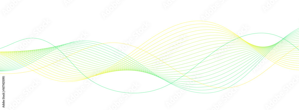 Aufkleber dynamic abstract background featuring graceful, intertwining green and yellow wave lines, creating a