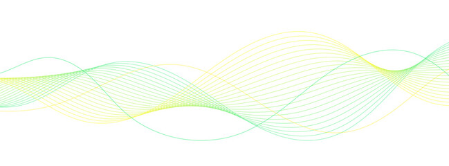 Dynamic abstract background featuring graceful, intertwining green and yellow wave lines, creating a minimalist and fluid design for modern digital and print media presentations