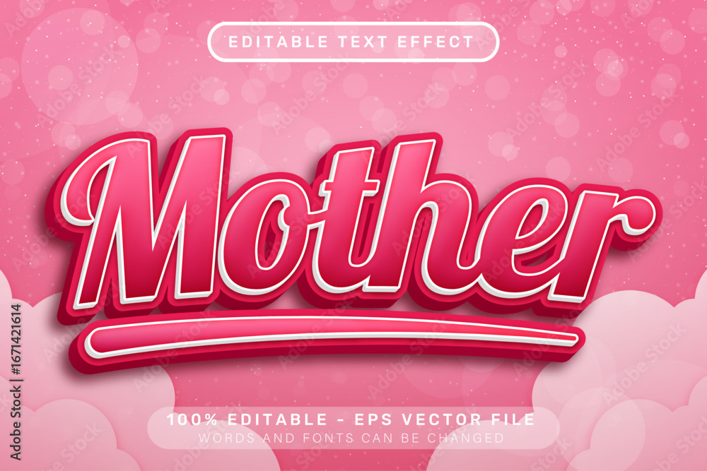 Poster mother day 3d text effect and editable text effect