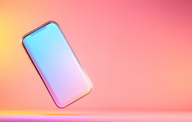 Floating smartphone with colorful gradient screen