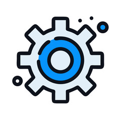 gear icon on blue background