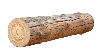 Isolated wooden log on transparent background rustic natural texture