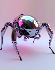 Chrome robotic spider technology art