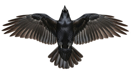 Isolated Crow with Wings Spread