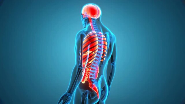  Internal Organs and Skeletal System Detailed Visualization. Human Anatomy 3D Model