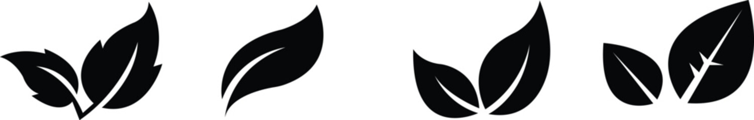 Leaf icon set.Leaf sprout icon vector, green leaves plant eco logo symbol simple graphic illustration, vegan fresh herb pictogram shape sign, organic natural healthy logotype.