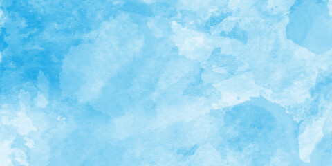 abstract blue watercolor splash stroke background, abstract painted white clouds with pastel blue border grunge, pattern with blue watercolor clouds on white background. 