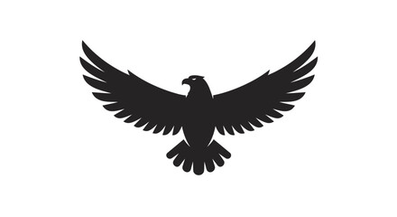 Majestic eagle with outstretched wings in a striking black silhouette against a clean white background symbolizing freedom and power silhouette