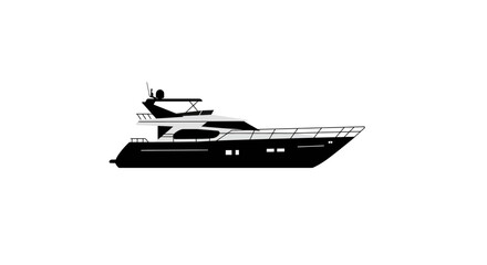 Elegant motor yacht silhouette showcasing a luxurious vessel with sleek lines and multiple decks for upscale maritime travel silhouette