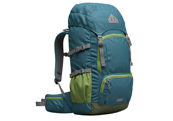 Isolated teal outdoor backpack for hiking, camping, travel, and backpacking adventures