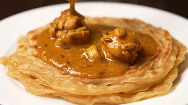 Delicious Chicken Curry on Paratha