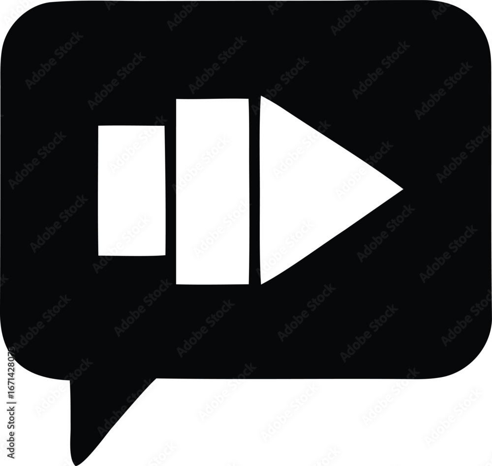 Aufkleber modern play button icon inside speech bubble for messaging apps and digital media platforms
