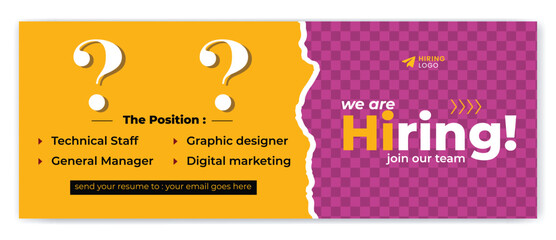 We are hiring recruitment open job vacancy design vector Facebook cover and banner template
