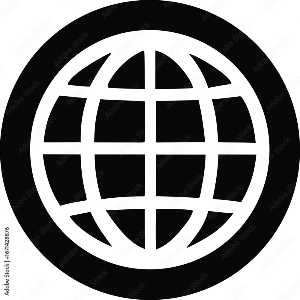 Poster simple globe icon black and white representation of world connectivity and global communication netw