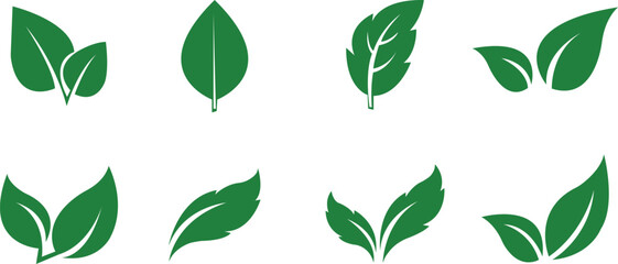 Leaf icon set.Leaf sprout icon vector, green leaves plant eco logo symbol simple graphic illustration, vegan fresh herb pictogram shape sign, organic natural healthy logotype.