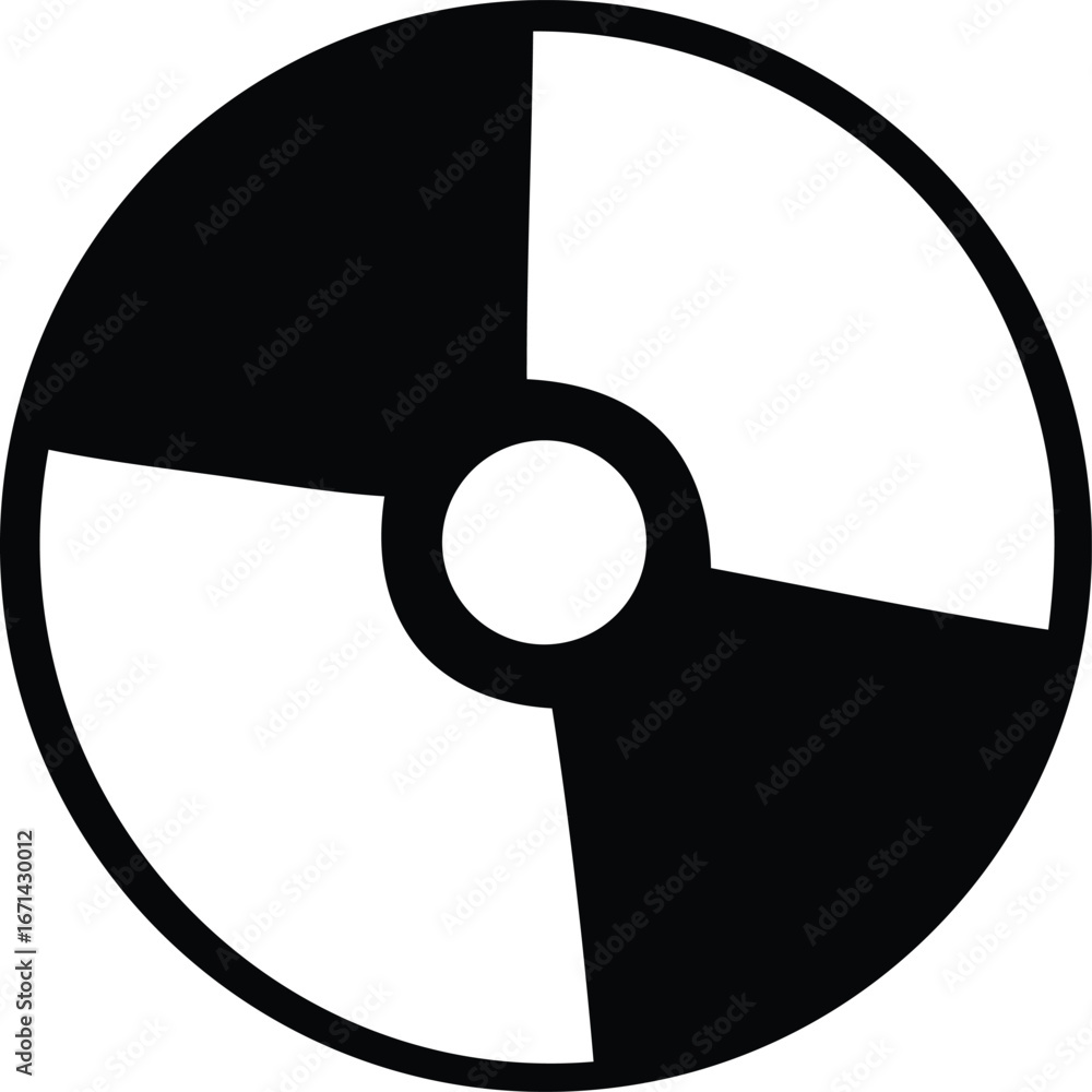 Poster abstract circular graphic design with black and white segments and central hole creating a modern ab