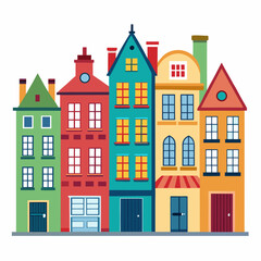 vector illustration of houses in different colors
