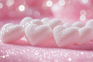 Glitter Hearts in Pink Romantic Setting
