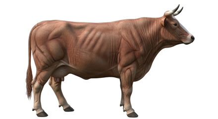 Isolated Brown Cow Side View