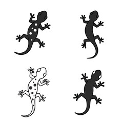 Lizard set solid, line art