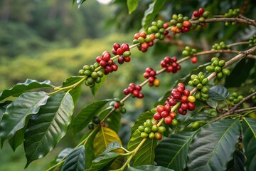 coffee beans on coffee tree.