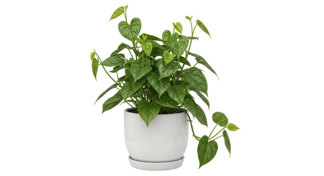 Isolated Potted Devils Ivy Plant