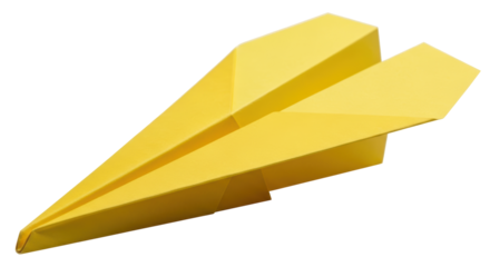 Isolated Yellow Paper Airplane