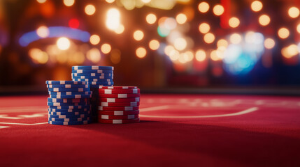 Bright Casino Atmosphere with Roulette and Chips
