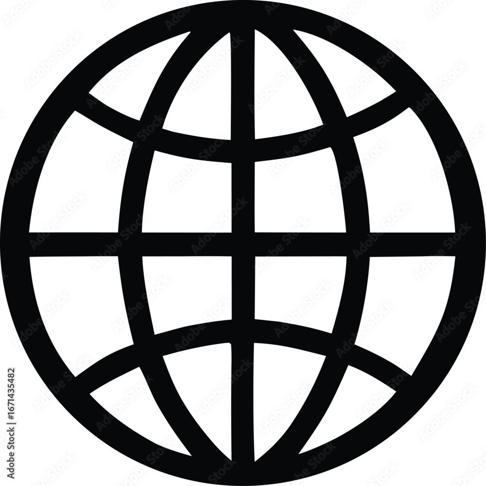 Poster global network icon simple black and white globe symbol representing internet connection communicati