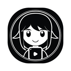 Anime Streaming App Icon with Kawaii Style