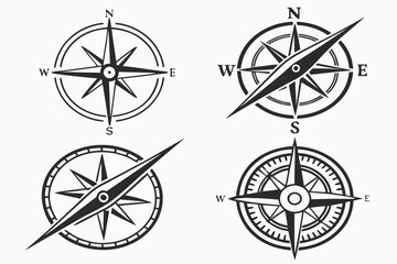 Four Vintage Compass Rose Designs.