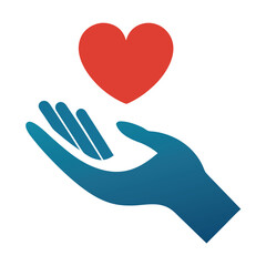 Obraz premium Hand give love minimalism design vector isolated on white background charity care concept
