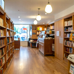 Blurred bookstore interior display