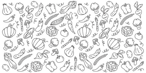 Hand drawn vegetables doodle vector illustration