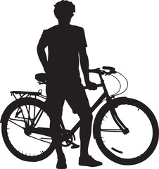 Obraz premium Bicyclist Silhouette, Isolated on White Background.