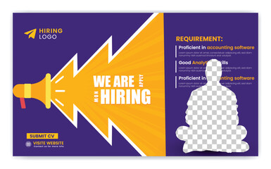 We are hiring recruitment open job vacancy design vector social media banner template or web banner layout .