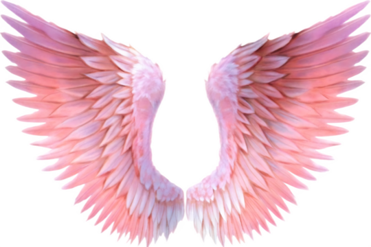 Pink Angel Wings Isolated on Transparent Background isolated on a transparent background - Powered by Adobe