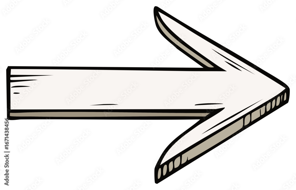 Poster simple light colored arrow pointing right with bold outline and shaded edges