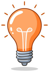 Bright orange glowing light bulb illustration symbolizing a brilliant idea or innovation