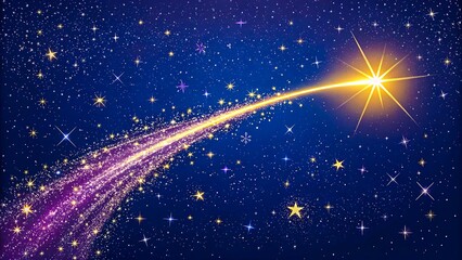 Bright shooting star with glowing trail in starry night sky
