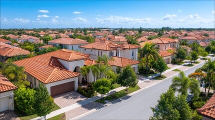 Obraz premium Aerial view of upscale residential neighborhood