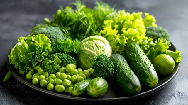 Assortment fresh green vegetables