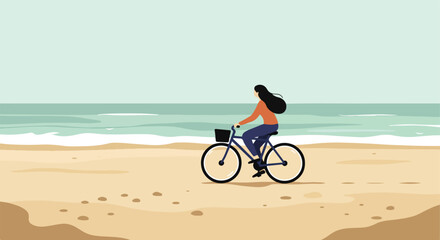 Fototapeta premium Biking on beach