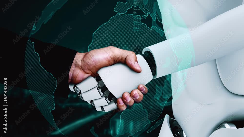 Poster future financial technology controll by ai robot huminoid uses machine learning and artificial intel