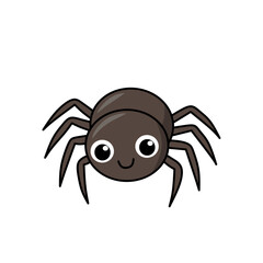 Funny cute cartoon spider with big smiling eyes, vector illustration isolated on white, perfect for children’s designs, Halloween, and animal education